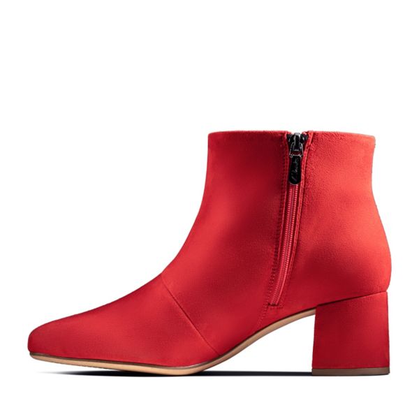 Clarks Womens Sheer Flora Ankle Boots Red | UK-542637